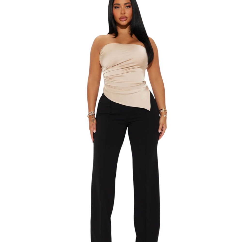 Women's L Valerie Asymmetrical Satin Halter Top - Picture 7 of 13